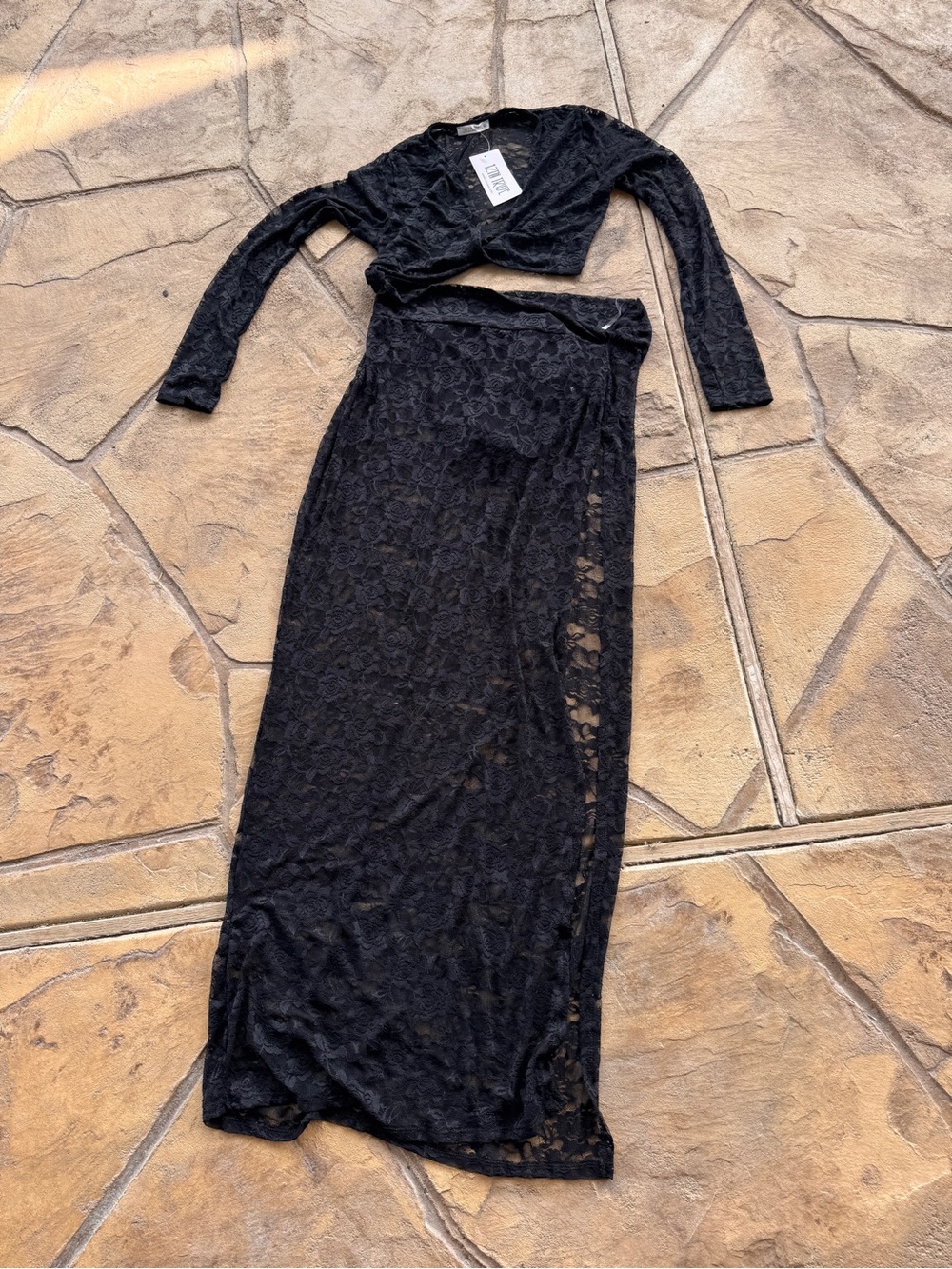 12th Tribe Delilah Black Cut Out Lace Maxi Dress XL Sheer Boho Festival NWT - Picture 8 of 10